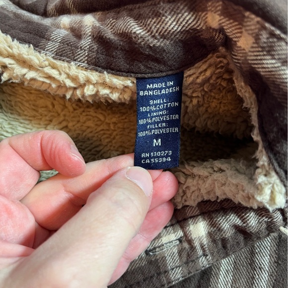 Wrangler Men's Brown Plaid Sherpa Lined Shacket Size M Outdoor Western Chores - Picture 9 of 12